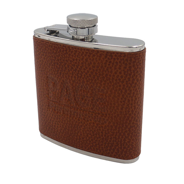  Pebbled Leather Hip Flask